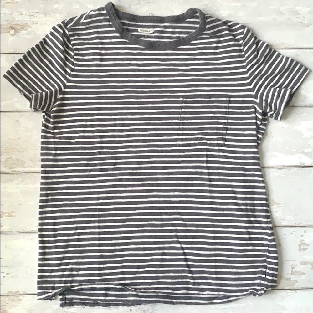 Women’s XS Striped Pocket Tee Gray White Old Navy Shirt Short Sleeves Shirt
